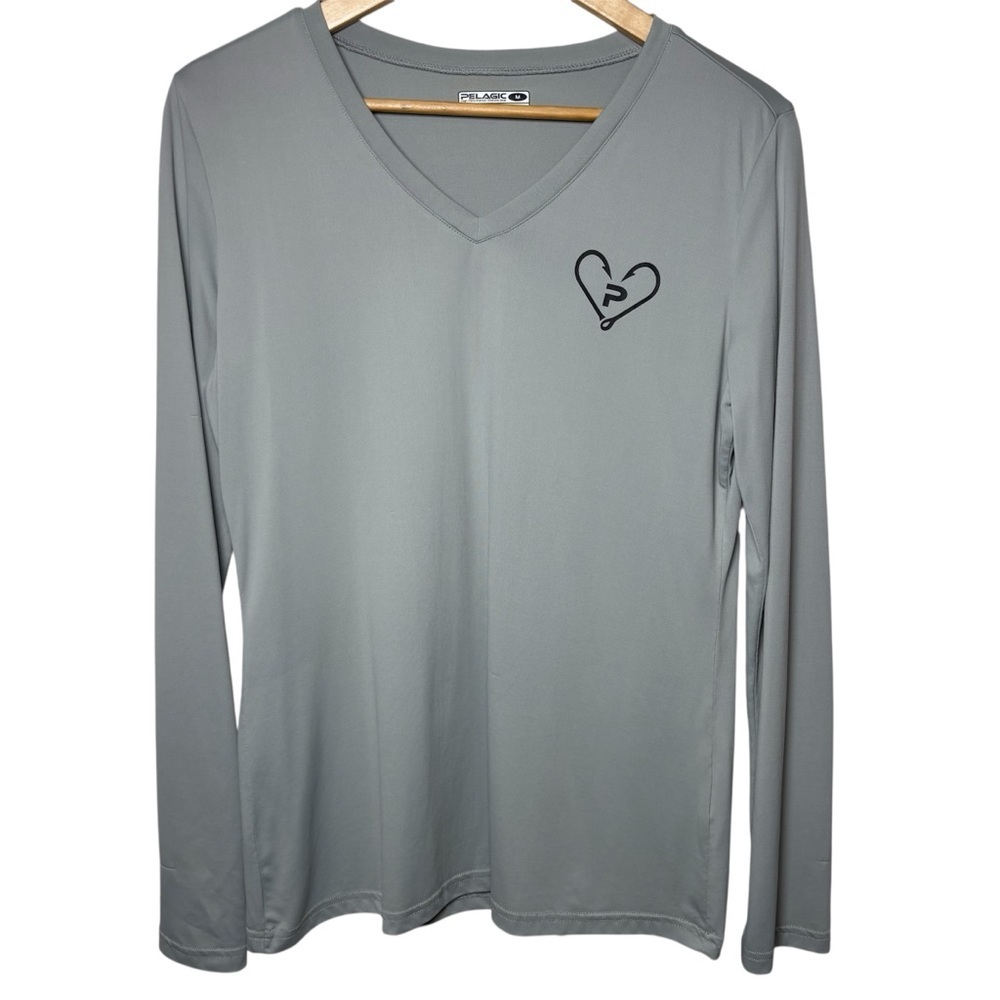 Pelagic Shirt Womens Medium Gray UVA Sun Protection Solar Long Sleeve Fishing